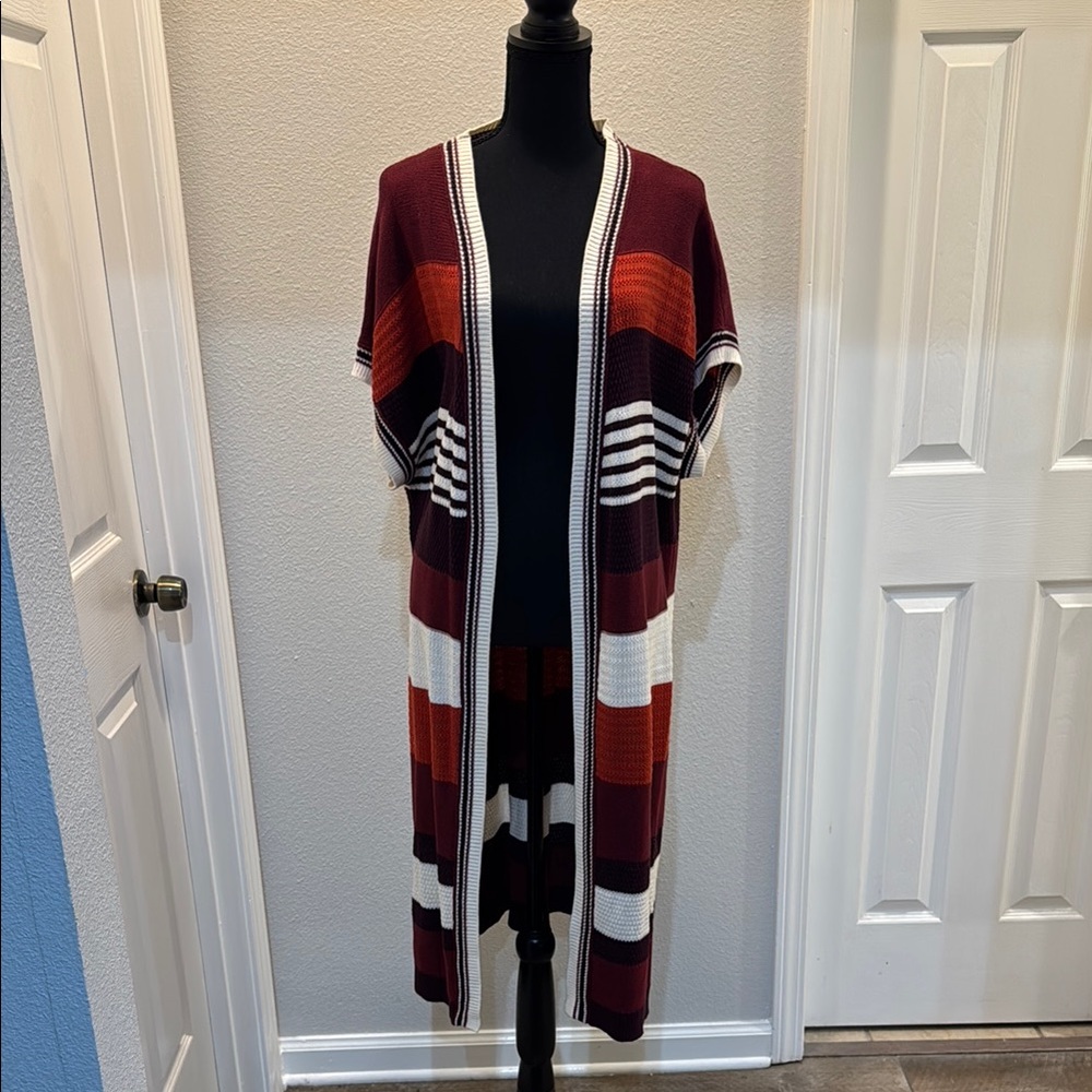 Striped Open-Front Cardigan